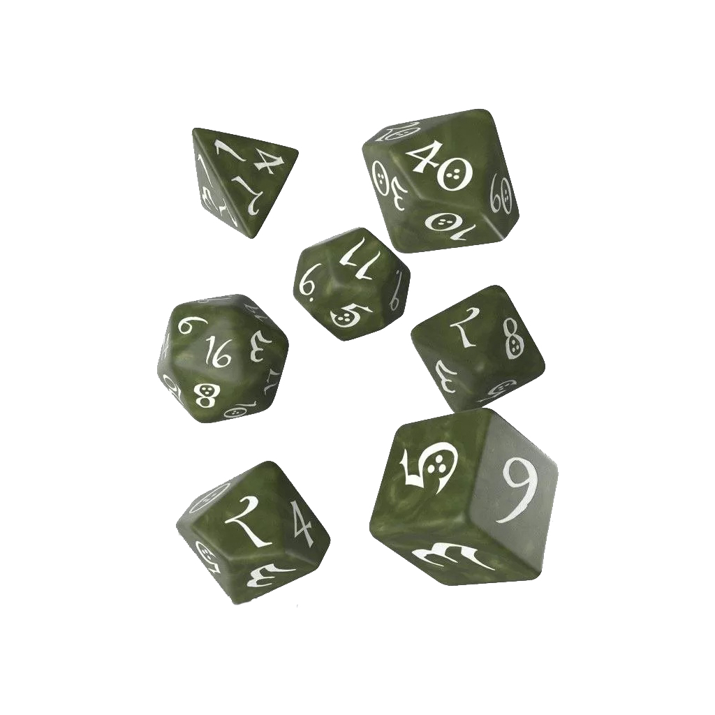 Набір кубиків для настільних ігор Q-Workshop Classic RPG Olive white Dice Set (7 шт) (SCLE1C)