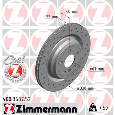 Гальмівний диск ZIMMERMANN 400.3687.52