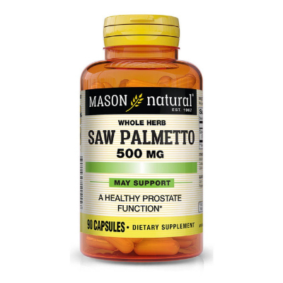 Трави Mason Natural З Пальметто 500 мг, Здоров'я Простати, Saw Palmetto, 90 капс (MAV11519)