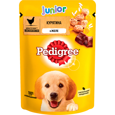 Вологий корм для собак Pedigree Junior Курка з рисом у желе 100 г (5900951017247)