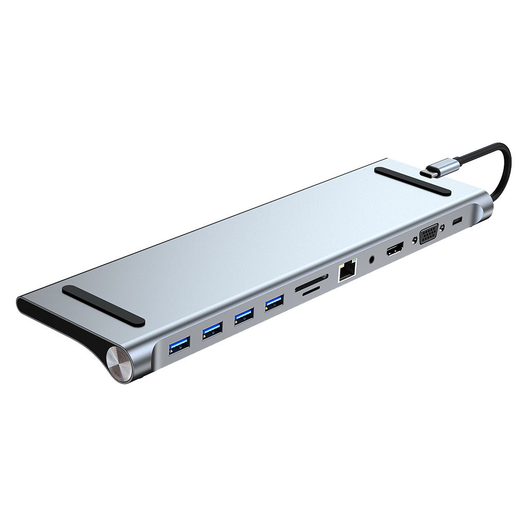 Порт-реплікатор Dynamode 11-in-1 USB-C to HDTV 4K/30Hz, VGA, 1хUSB3.0, RJ45, Type-C PD, Audio, SD/MicroSD (BYL-2003)