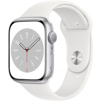 Смарт-годинник Apple Watch Series 8 GPS 45mm Silver Aluminium Case with White Sport Band - Regular (MP6N3UL/A)