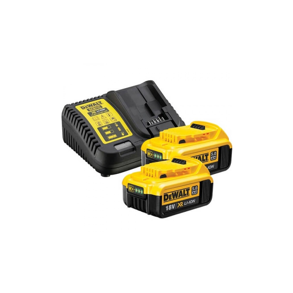 Набір акумулятор + зарядний пристрій DeWALT ЗП 10.8V, 14.4V, 18V, 54V, вихідний струм 4A, 2x5Ah(18V) (DCB115P2)