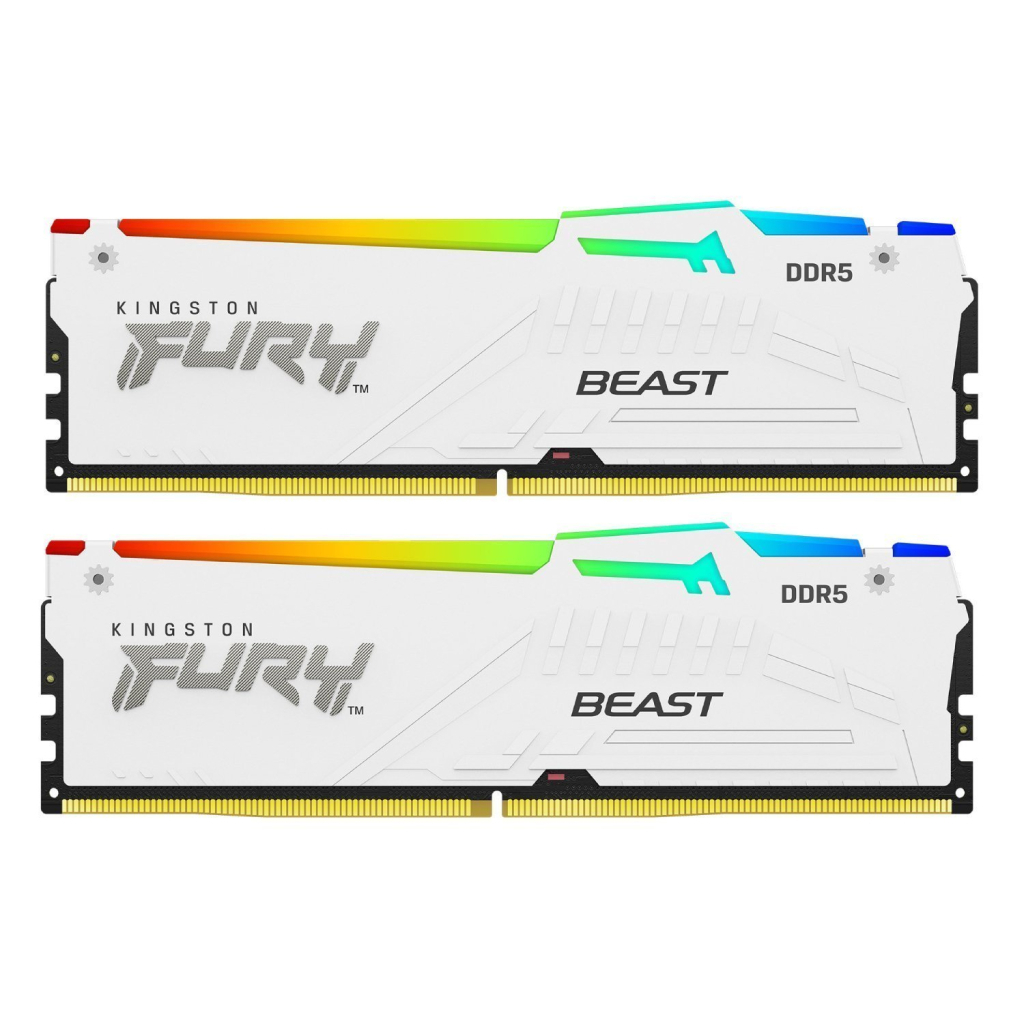 Модуль пам'яті для комп'ютера DDR5 32GB (2x16GB) 6000 MHz Beast White RGB EXPO Kingston Fury (ex.HyperX) (KF560C30BWEAK2-32)