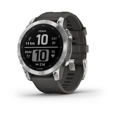 Смарт-годинник Garmin fenix 7, Silver w/Graphite Band, GPS (010-02540-01)