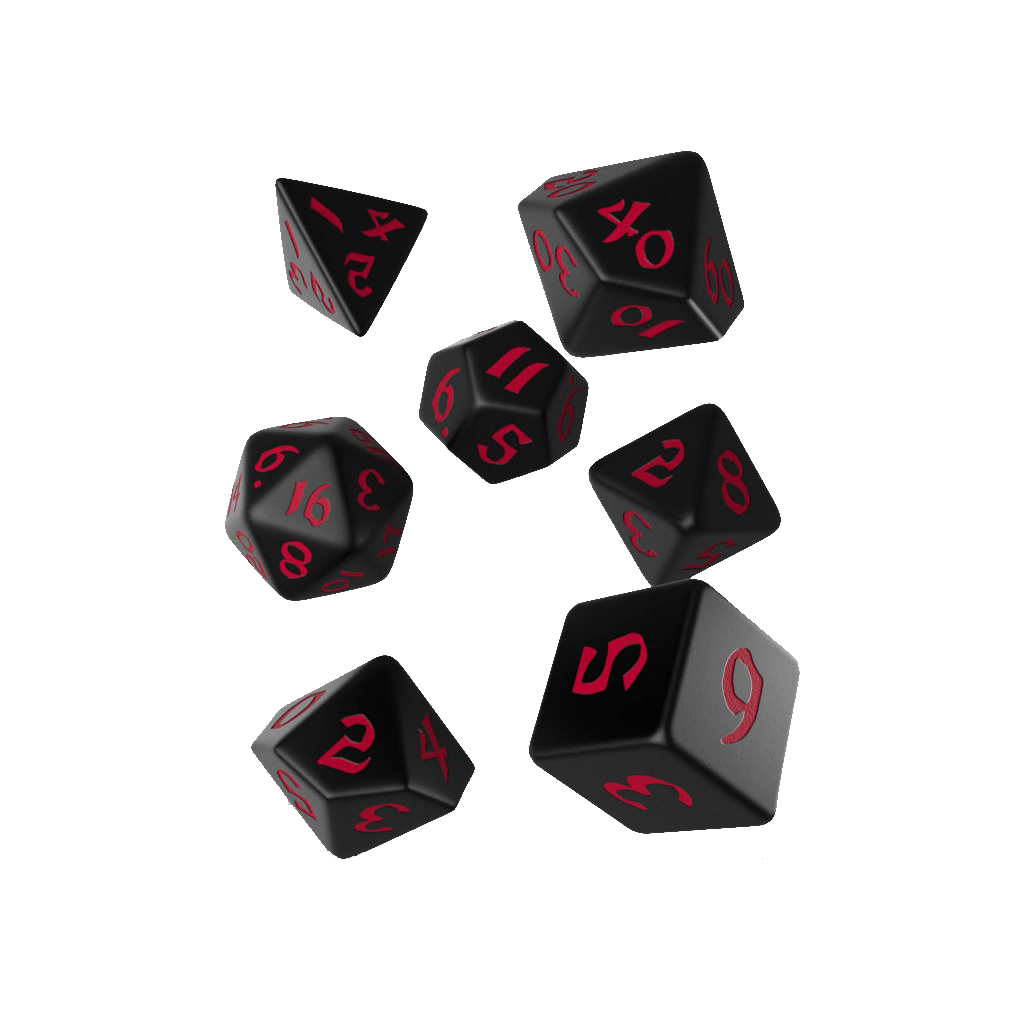 Набір кубиків для настільних ігор Q-Workshop Classic Runic Black red Dice Set (7 шт) (SCLR06)