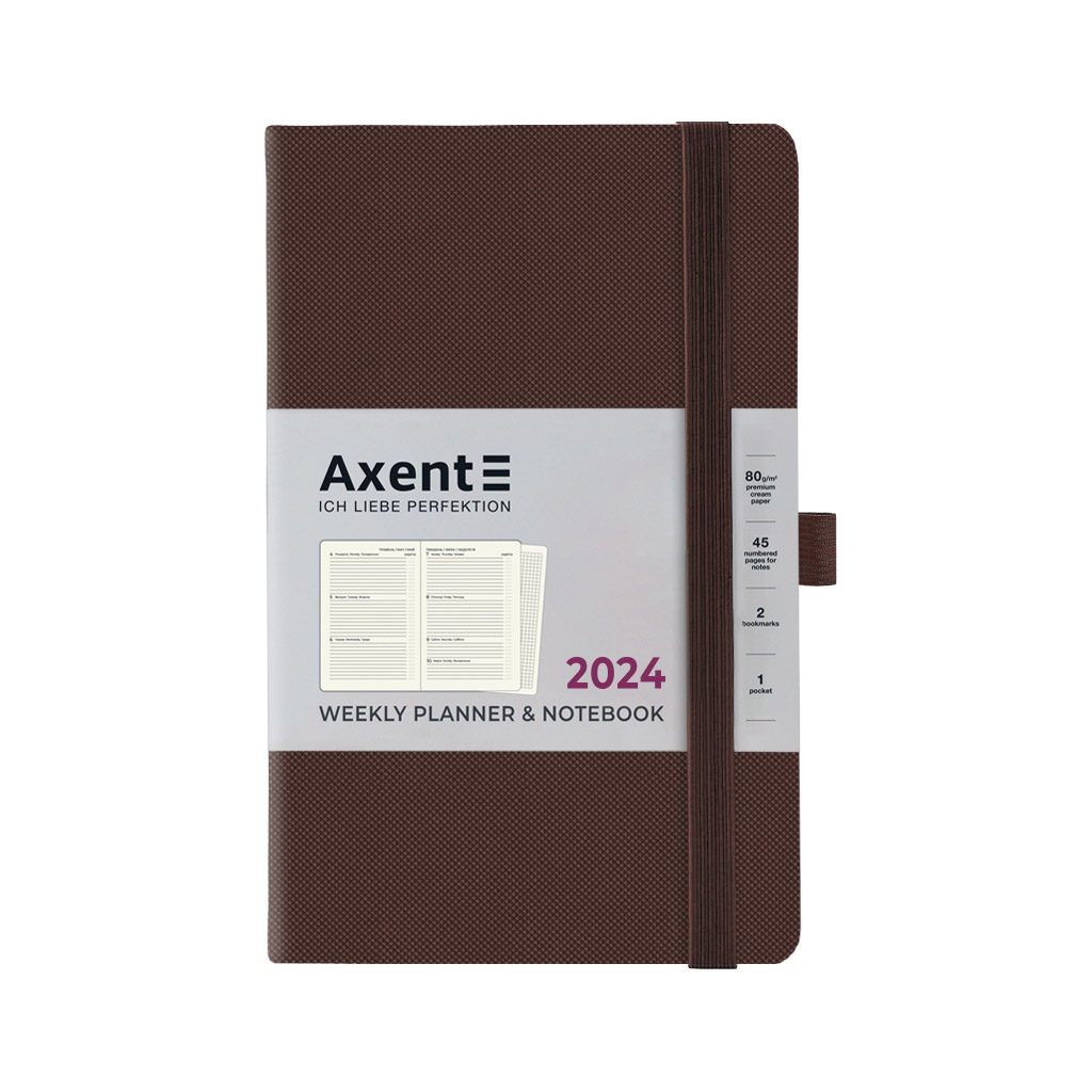 Тижневик Axent 2024 Partner Soft Diamond 125 х 195, коричневий (8518-24-19-A)