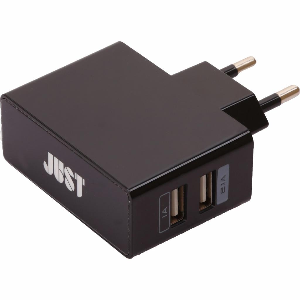 Зарядний пристрій Just Thunder Dual USB Wall Charger (2.1A/10W, 2*USB) (WCHRGR-THNDR-BLCK)