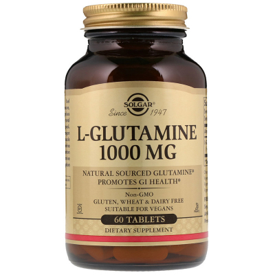 Вітамін Solgar L-Глютамин, L-Glutamine, 1000 мг, 60 таблеток (SOL-01254)