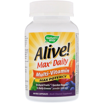 Мультивітамін Nature's Way Мультивітаміни Max6, Alive! Max6 Daily, Multi-Vitamin, Natur (NWY-15090)