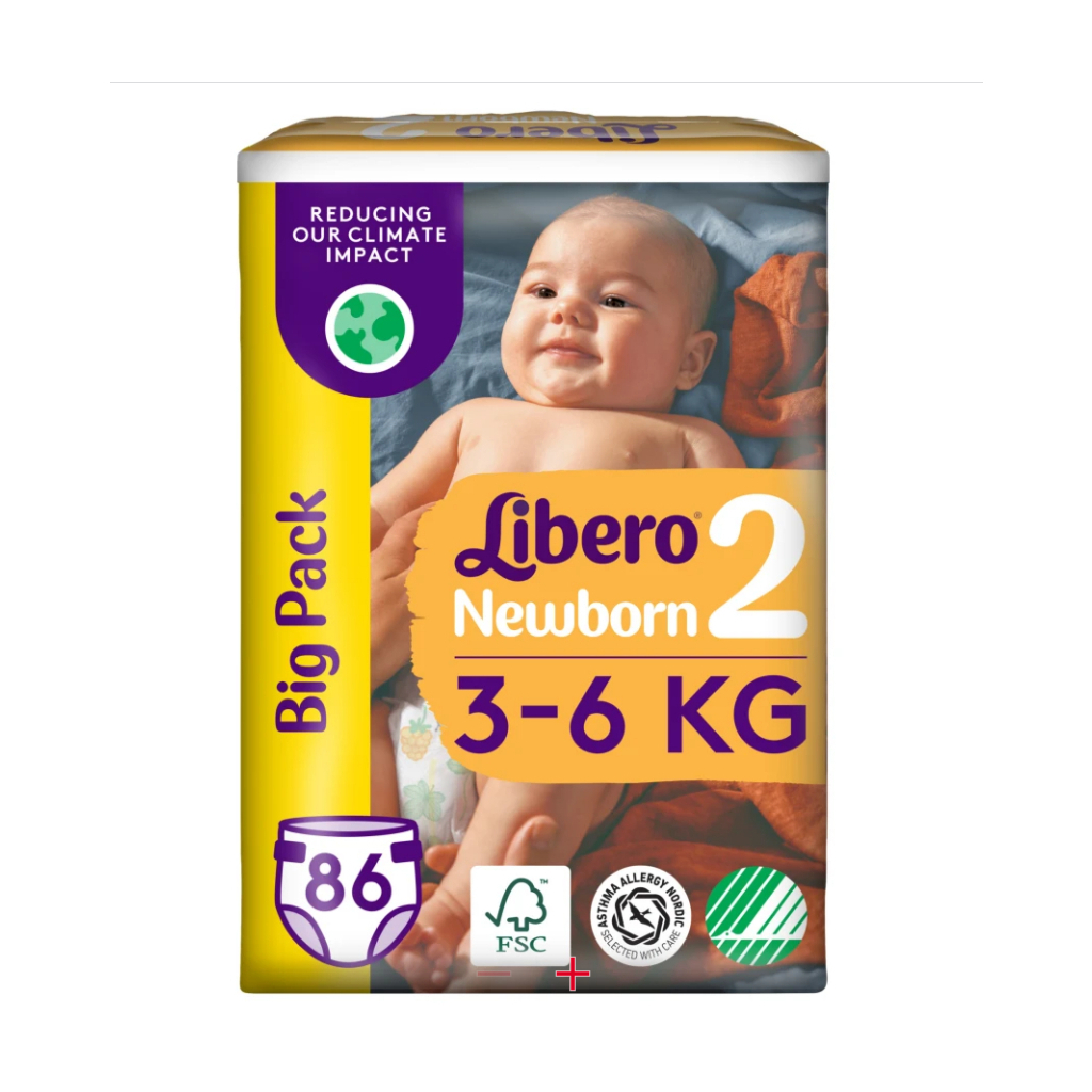 Підгузок Libero Newborn Розмір 2 (3-6 кг) 86 шт (7322541756677)