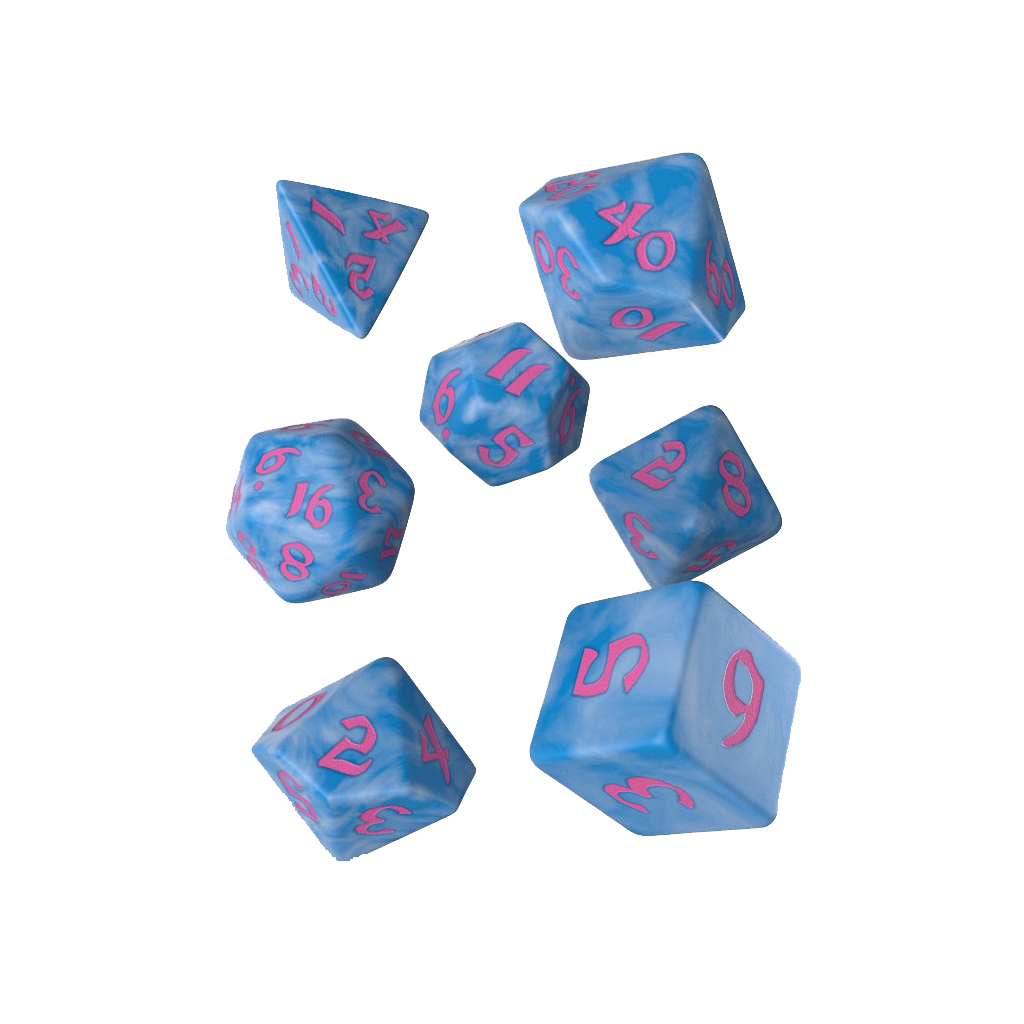 Набір кубиків для настільних ігор Q-Workshop Classic Runic Glacier pink Dice Set (7 шт) (SCLR2G)