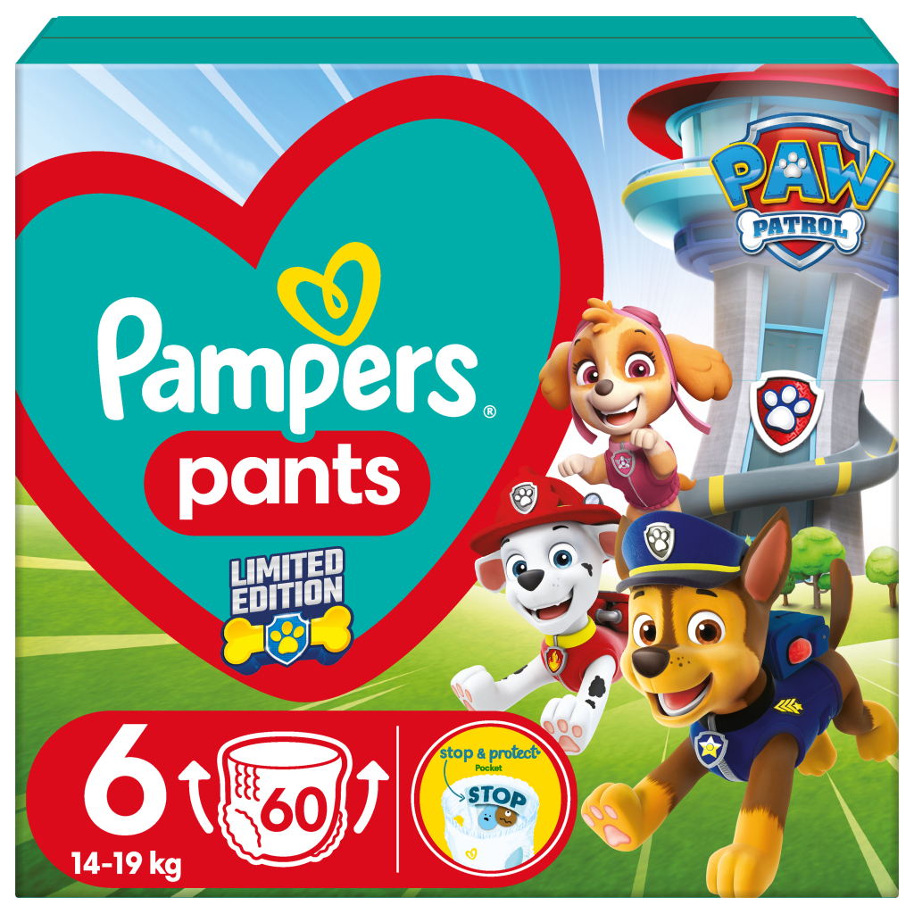 Підгузок Pampers Extra Large Розмір 6 (14-19 кг) Paw Patrol 60 шт (8006540863657)