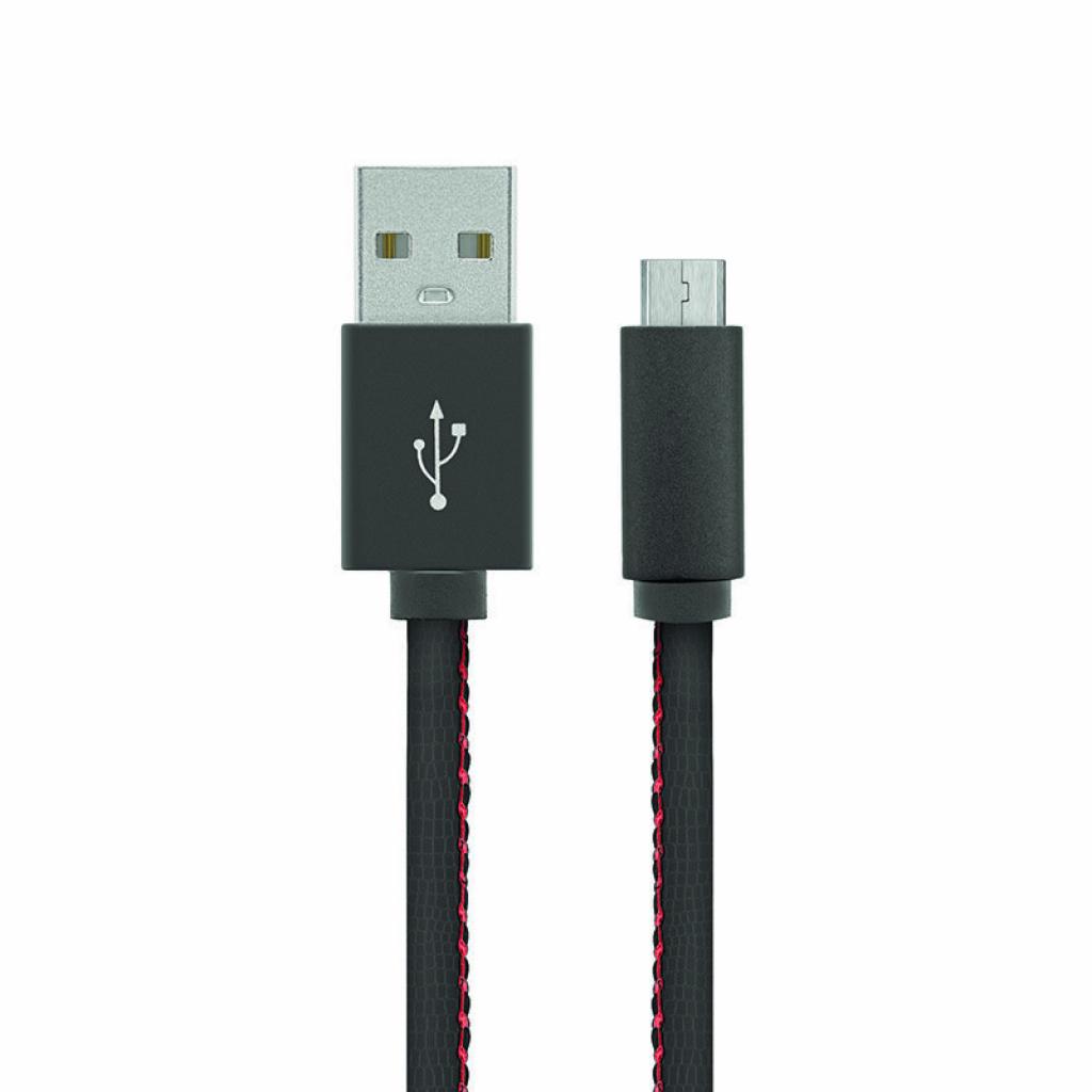 Дата кабель USB 2.0 AM to Micro 5P 1.0m Leather Edition Black Gelius (40408)