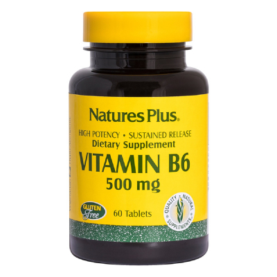 Вітамін Natures Plus Вітамін B-6, 500 мг, Nature's Plus, 90 таблеток (NTP1666)