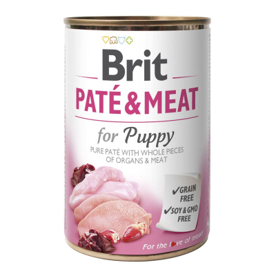 Консерви для собак Brit Pate and Meat для цуценят з куркою та індичкою 400 г (8595602557448)