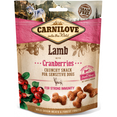 Ласощі для собак Carnilove Crunchy Snack з ягням, журавлиною та м'ясом 200 г (8595602527250)