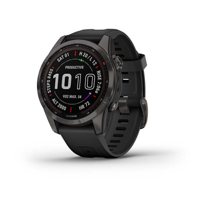 Смарт-годинник Garmin fenix 7S Sapphire Sol,Carbon Gray DLC Ti w/ith Blk Band, GPS (010-02539-25)