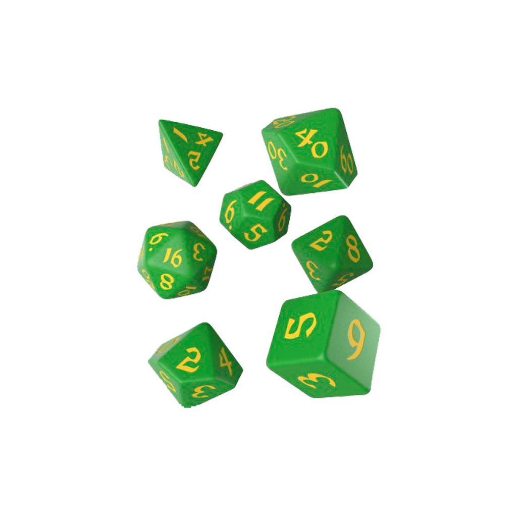 Набір кубиків для настільних ігор Q-Workshop Classic Runic Green yellow Dice Set (7 шт) (SCLR2F)