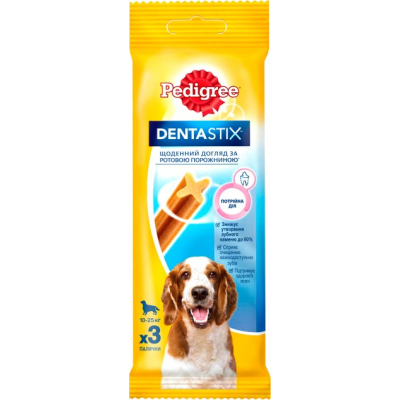 Ласощі для собак Pedigree Denta Stix для чищення зубів 77 г (5998749104392)