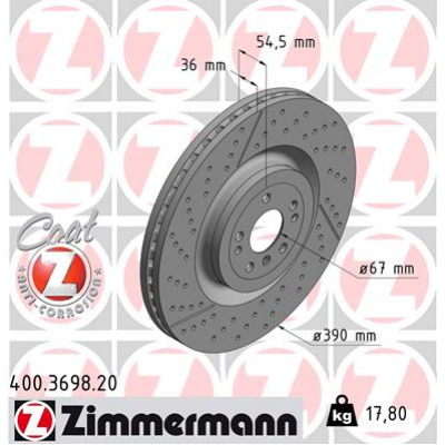 Гальмівний диск ZIMMERMANN 400.3698.20