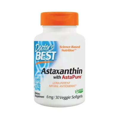 Антиоксидант Doctor's Best Астаксантин, Astaxanthin AstaPure, 6 мг, 30 капсул (DRB-00366)