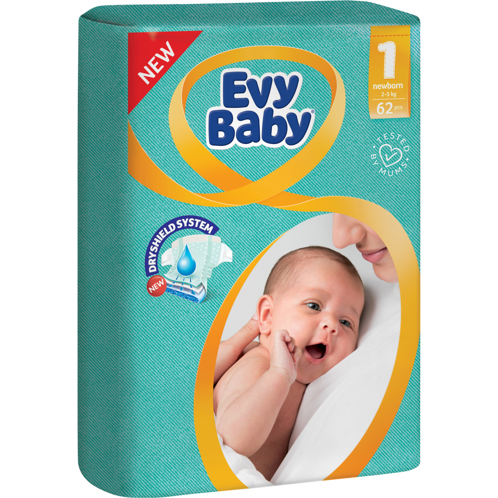 Підгузок Evy Baby Newborn Розмір 1 (2-5 кг) 44 шт. (8690506414856)