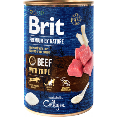 Консерви для собак Brit Premium by Nature яловичина з тельбухами 400 г (8595602538584)