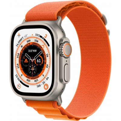 Смарт-годинник Apple Watch Ultra GPS + Cellular, 49mm Titanium Case with Orange Alpine Loop -Small (MNHH3UL/A)