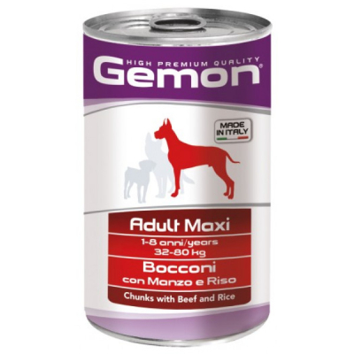 Консерви для собак Gemon Dog Wet Maxi Adult шматочки з яловичиною та рисом 1.25 кг (8009470387903)