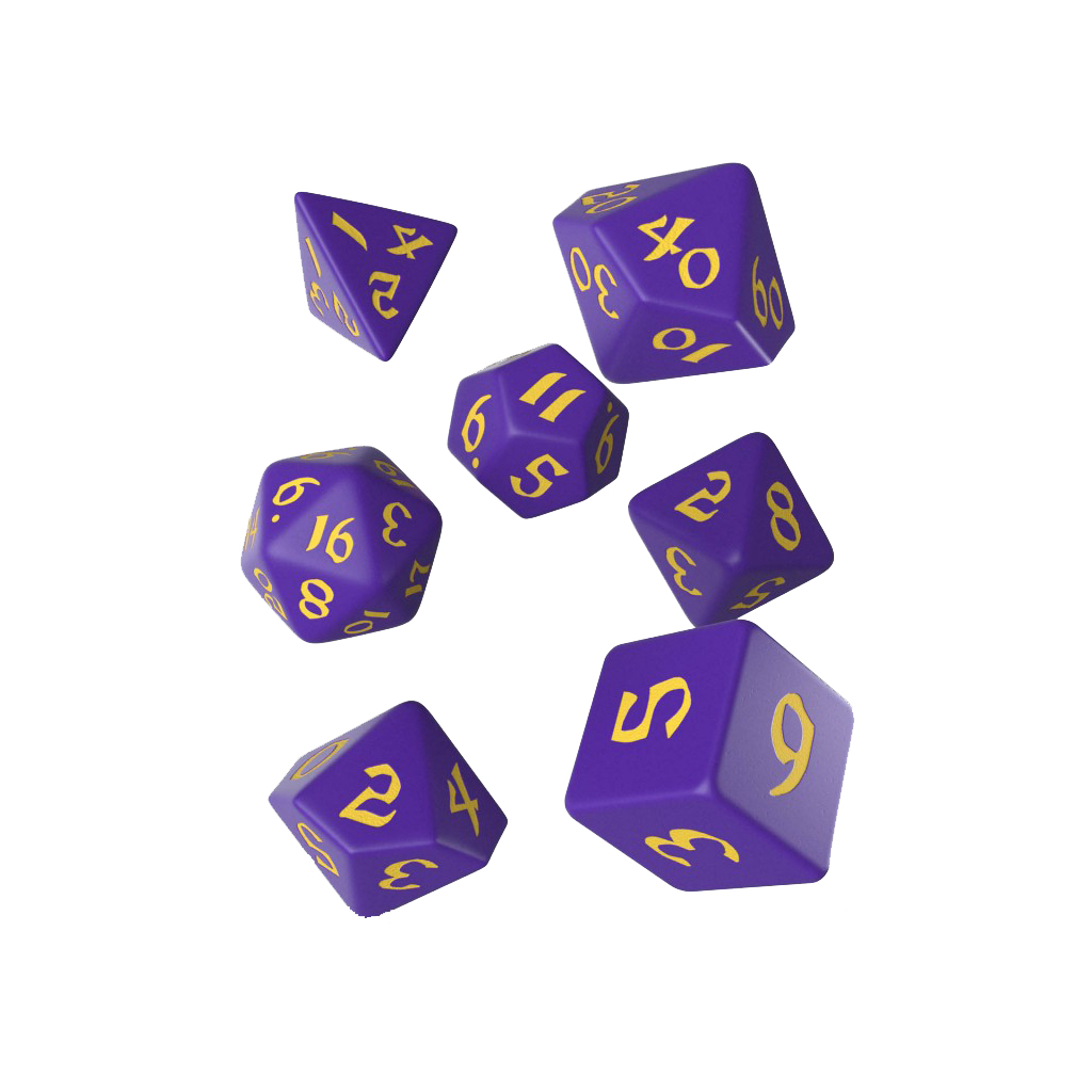 Набір кубиків для настільних ігор Q-Workshop Classic Runic Purple yellow Dice Set (7 шт) (SCLR93)