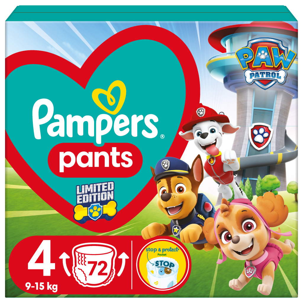 Підгузок Pampers Maxi Розмір 4 (9-15 кг) Paw Patrol 72 шт (8006540863572)