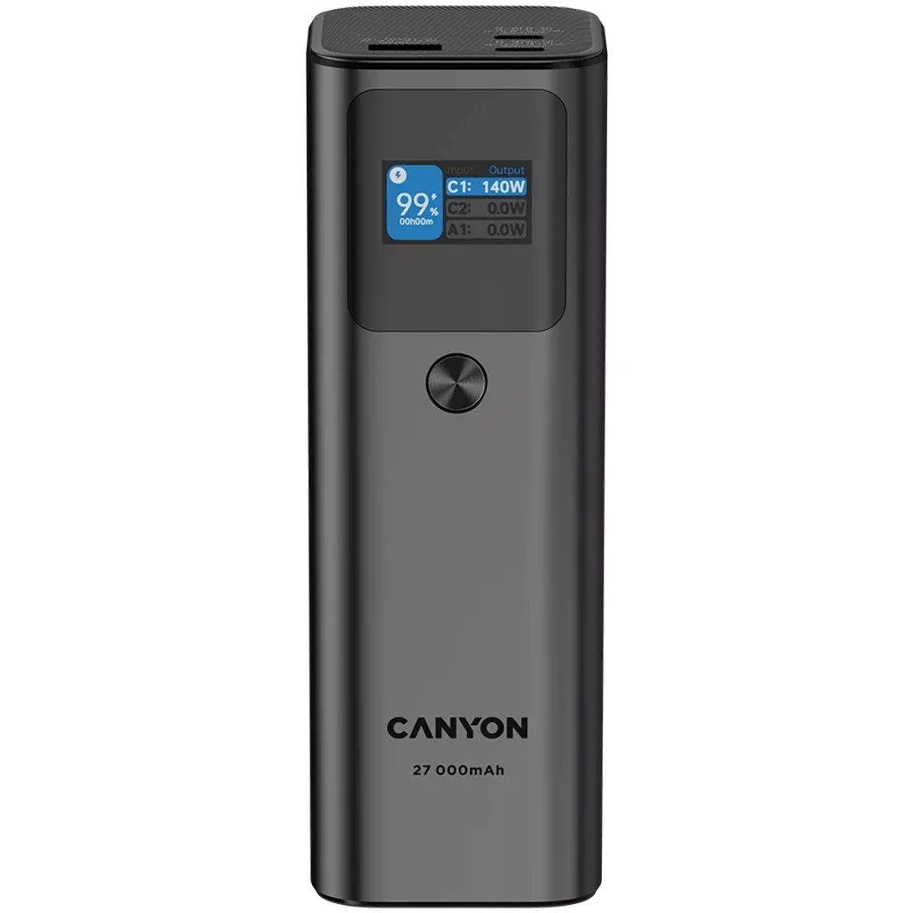 Батарея універсальна Canyon PB-2010 27000mAh PD/3.1/140Wh, in/out2xUSB-C PD/140W, outUSB-A/22.5W (CNE-CPB2010DG)