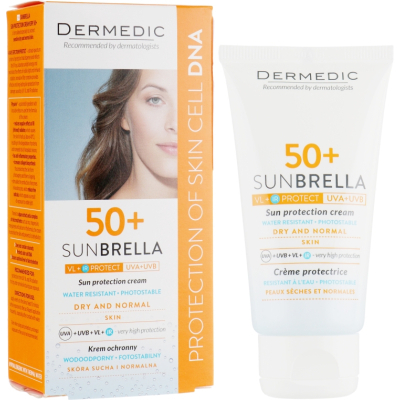 Засіб від засмаги Dermedic Sunbrella Сонцезахисний крем SPF 50+ Для сухої та нормальної шкіри 50 г (5906739783007)