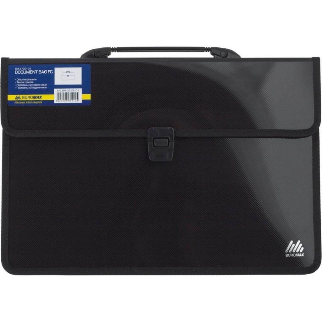 Папка - портфель Buromax 2 compartments,F/C, textile sides black (BM.3732-01)