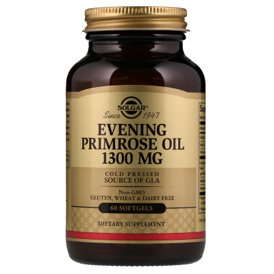 Трави Solgar Масло Примули Вечірньої 1300 мг, Evening Primrose Oil, 60 же (SOL-01057)