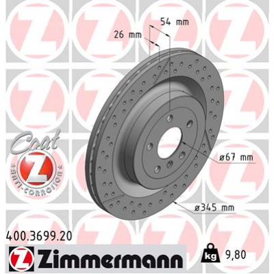 Гальмівний диск ZIMMERMANN 400.3699.20