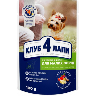 Вологий корм для собак Club 4 Paws з куркою в желе 100 г (4820083908880)