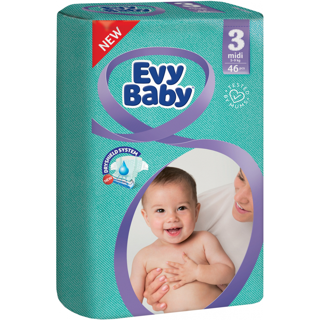 Підгузок Evy Baby Midi Розмір 3 (5-9 кг) 46 шт. (8690506403089)