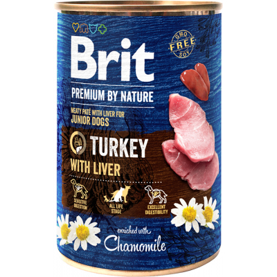 Консерви для собак Brit Premium by Nature індичка з індичою печінкою 400 г (8595602538553)