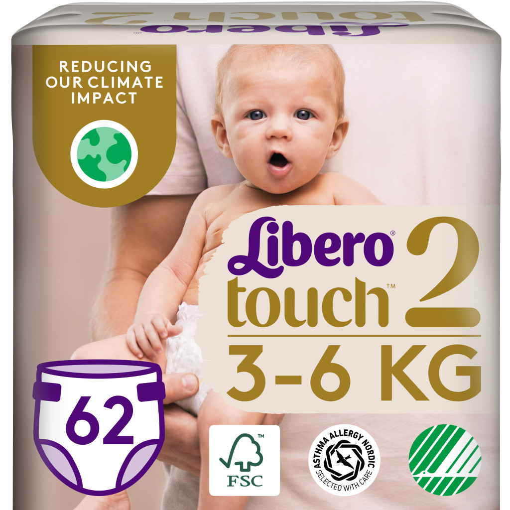 Підгузок Libero Touch Розмір 2 (3-6 кг) 62 шт (7322541750071)