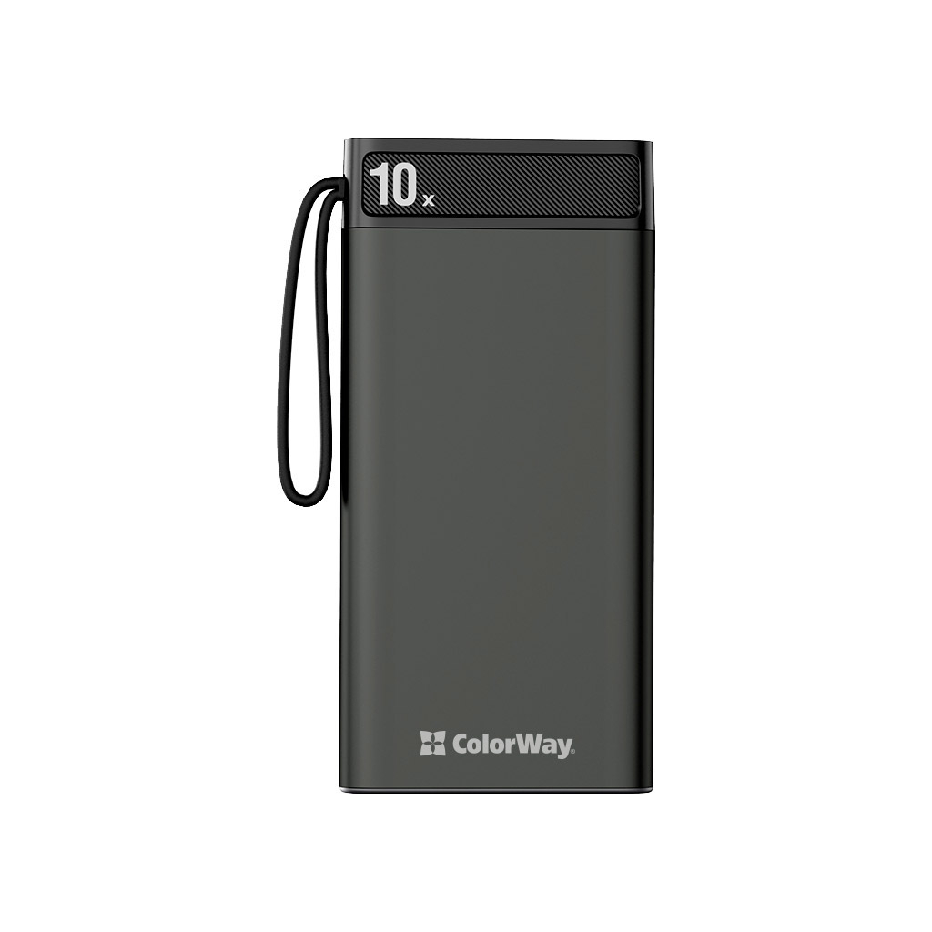 Батарея універсальна ColorWay 10 000 mAh Metal case, Black (CW-PB100LPI1BK-D)