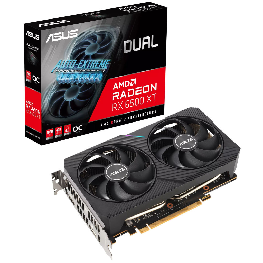 Відеокарта ASUS Radeon RX 6500 XT 4Gb DUAL OC (DUAL-RX6500XT-O4G)