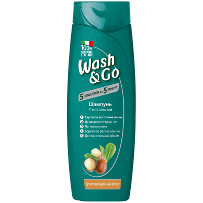 Шампунь Wash&Go з олією ши для пошкодженого волосся 200 мл (8008970045955)