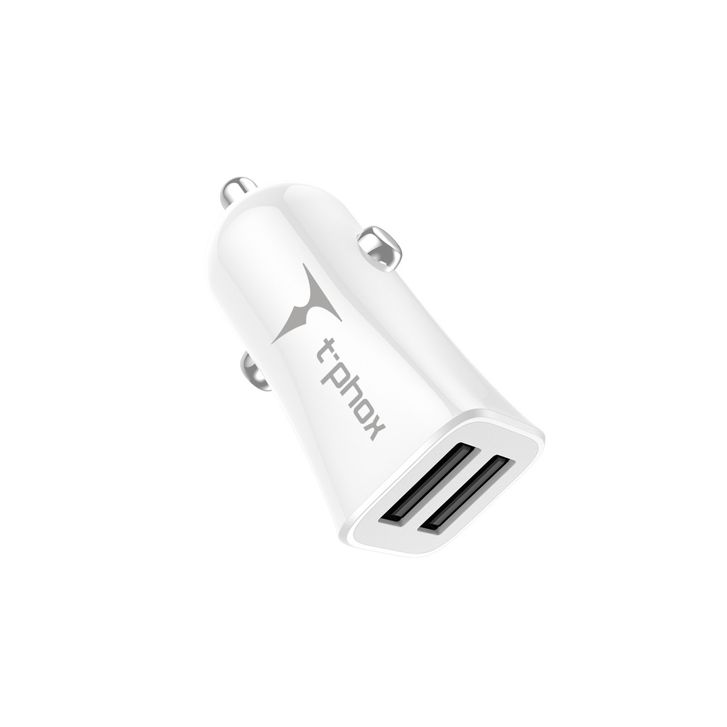 Зарядний пристрій T-Phox Pocket 2.4A Dual USB (White) (Pocket Car Charger)