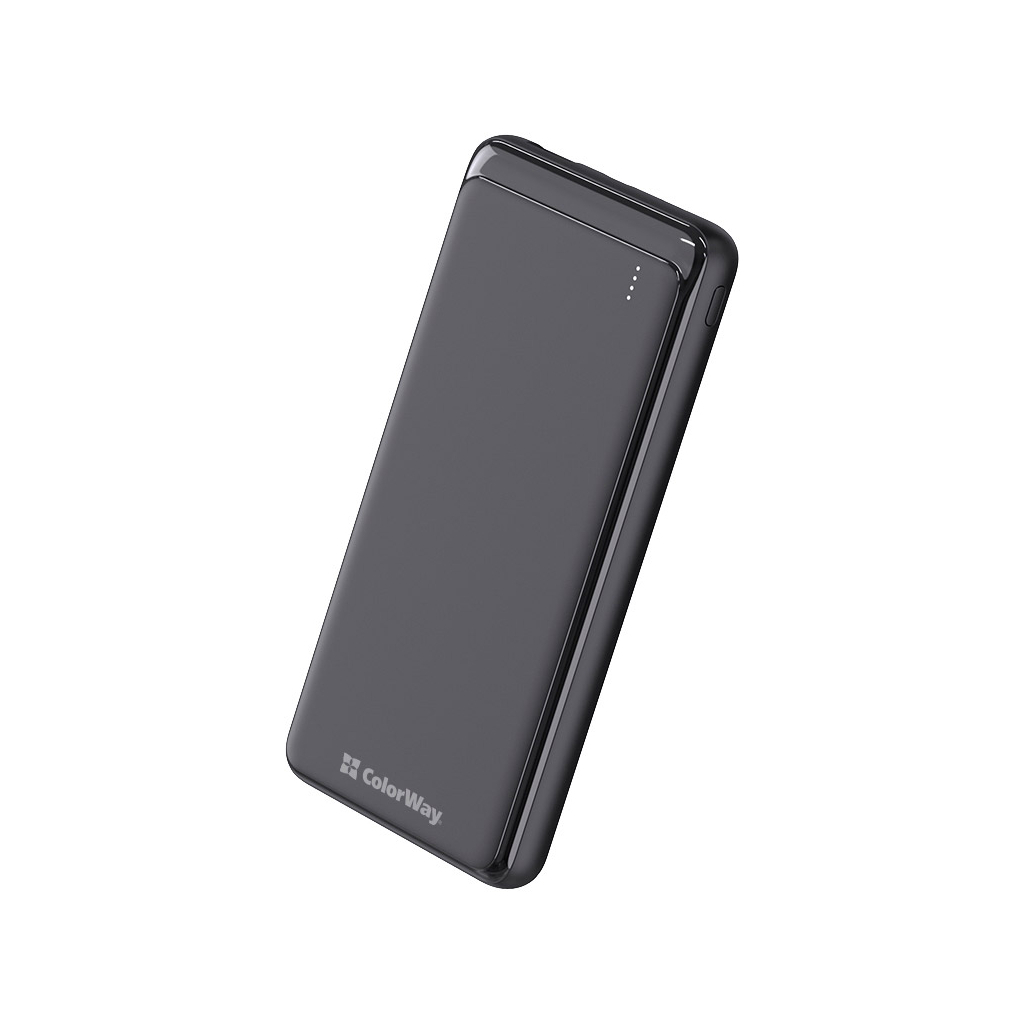 Батарея універсальна ColorWay 10 000 mAh Slim (USB QC3.0 + USB-C Power Delivery 18W) Black (CW-PB100LPG3BK-PD)