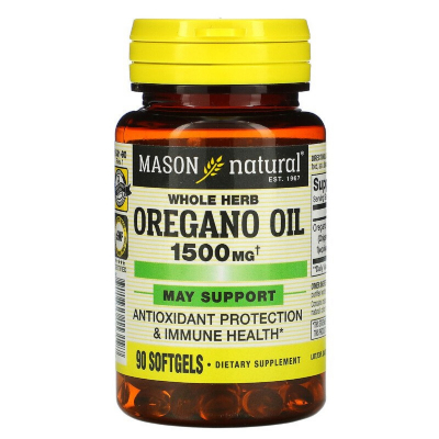 Трави Mason Natural Олія Орегано 1500 мг, Oregano Oil, 90 гелевих капсул (MAV-15319)