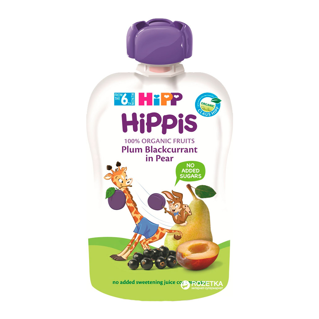 Дитяче пюре HiPP HiPPiS Pouch Груша-слива-смородина, 100 г (9062300133780)