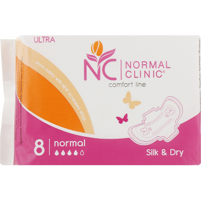 Гігієнічні прокладки Normal Clinic Ultra Silk & Dry Normal 8 шт. (3800213302871)