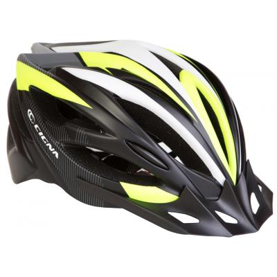 Шолом Velotrade с козырьком СIGNA WT-068 черно-бело-салатовый L (58-61см) (HEAD-016)